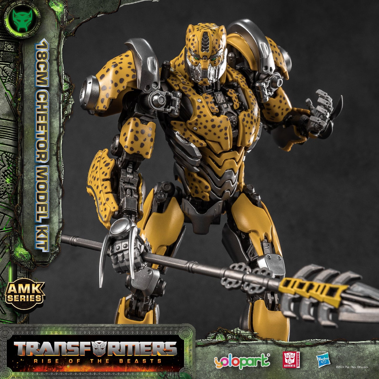 [In Stock] Yolopark Transformers Rise of the Beasts AMK Series 18cm Cheetor Pre-assembled Model Kit with Bumblebee’s weapons