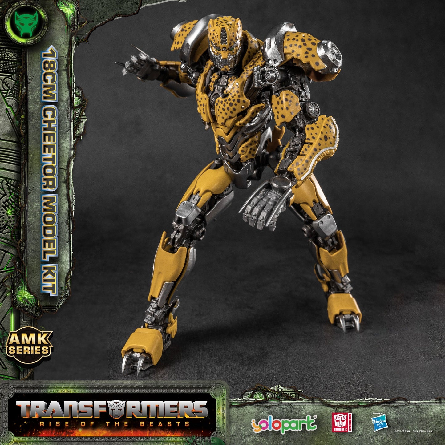 [In Stock] Yolopark Transformers Rise of the Beasts AMK Series 18cm Cheetor Pre-assembled Model Kit with Bumblebee’s weapons