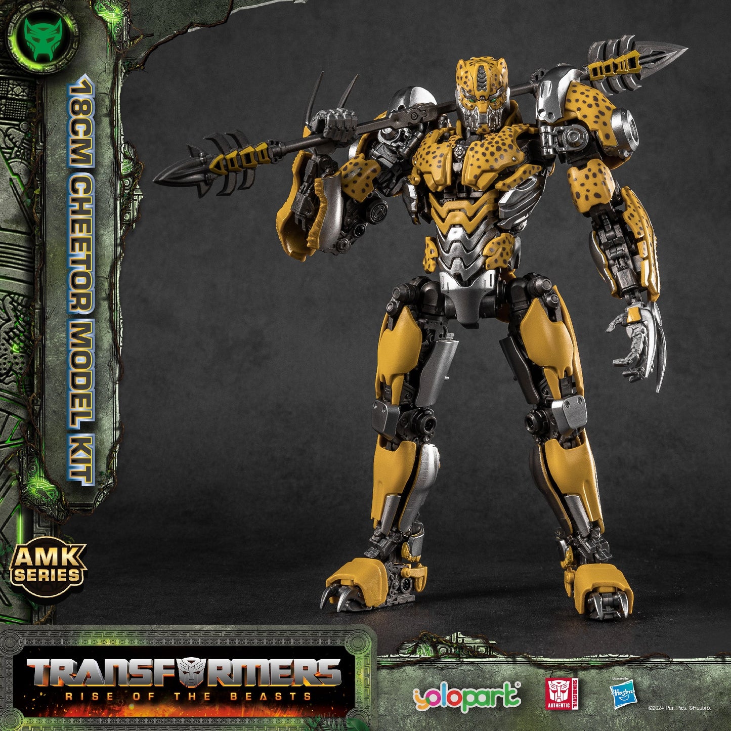 [In Stock] Yolopark Transformers Rise of the Beasts AMK Series 18cm Cheetor Pre-assembled Model Kit with Bumblebee’s weapons